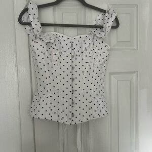 Polka Dot Ruffle Strap Corset Top